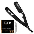 thumbnail image 1 of Professional barber straight blade razor set, 100 blades, wooden stainless steel razo, 1 of 10