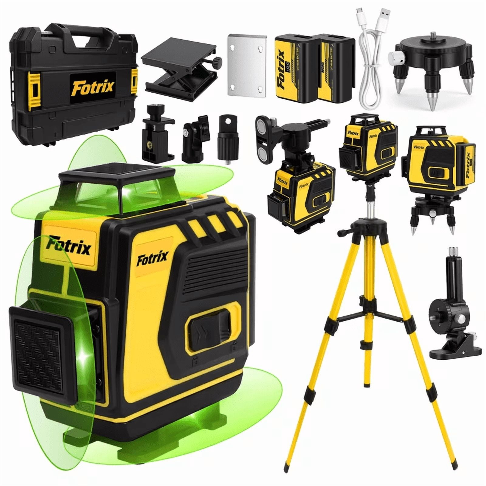 16-Line Laser Level with Tripod, Green Self-Leveling 4x360° Cross Line Laser, 2 Rechargeable Batteries, Magnetic Bracket & Remote