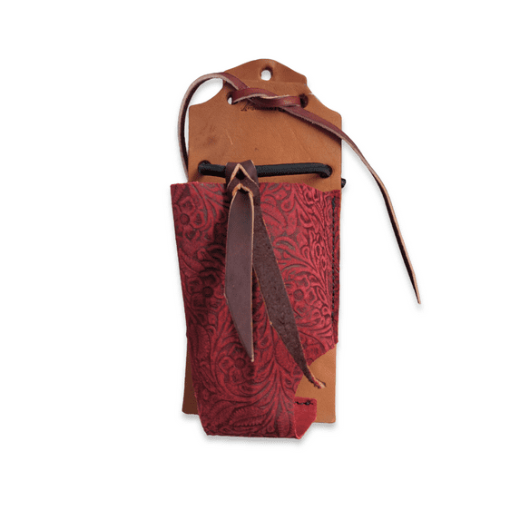 Professional's Choice Horse Rider Floral Water Leather Bottle Holder Red