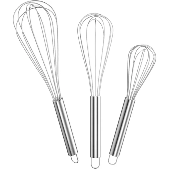 Professional stainless steel kitchen whisk, manual egg beater 3 P