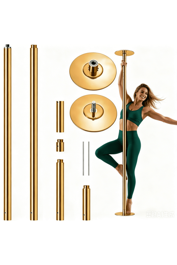 Professional stripper pole Spinning Static Dancing Pole Portable Removable Dancing Poles for home Exercise Club Party Pub Home w/Tools, Gold