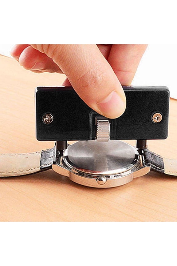 Professional watch case wrench opener tool, adjustable jaw 8-57mm, metal construction, black finish
