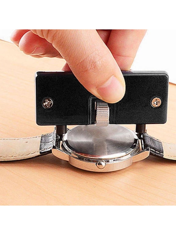 Professional watch case wrench opener tool, adjustable jaw 8-57mm, metal construction, black finish