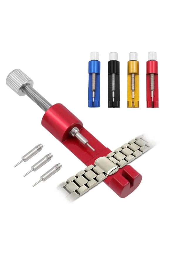 Professional watch repair tool kit, metal watch repair device with rose flower leather earring necklace set, multi-function adjustment tool for efficient watch disassembly and maintenance