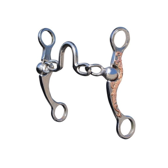 6" Professional Choice Stockman Port Chain Copper Floral Horse Mouth Bit