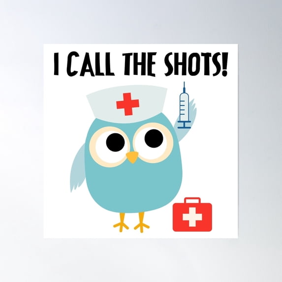Professions Owl Nurse I Call The Shots Poster Wall Art, Modern Wall Decor, 24x24 UNFRAMED