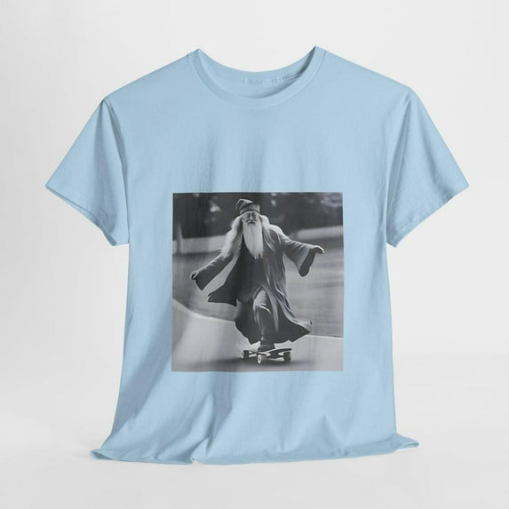 Professor Dumbledore skateboarding Harry Potter Unisex T-Shirt, Light Blue Color, Size S