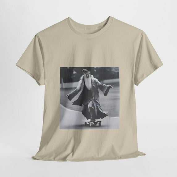 Professor Dumbledore skateboarding Harry Potter Unisex T-Shirt, Sand Color, Size S
