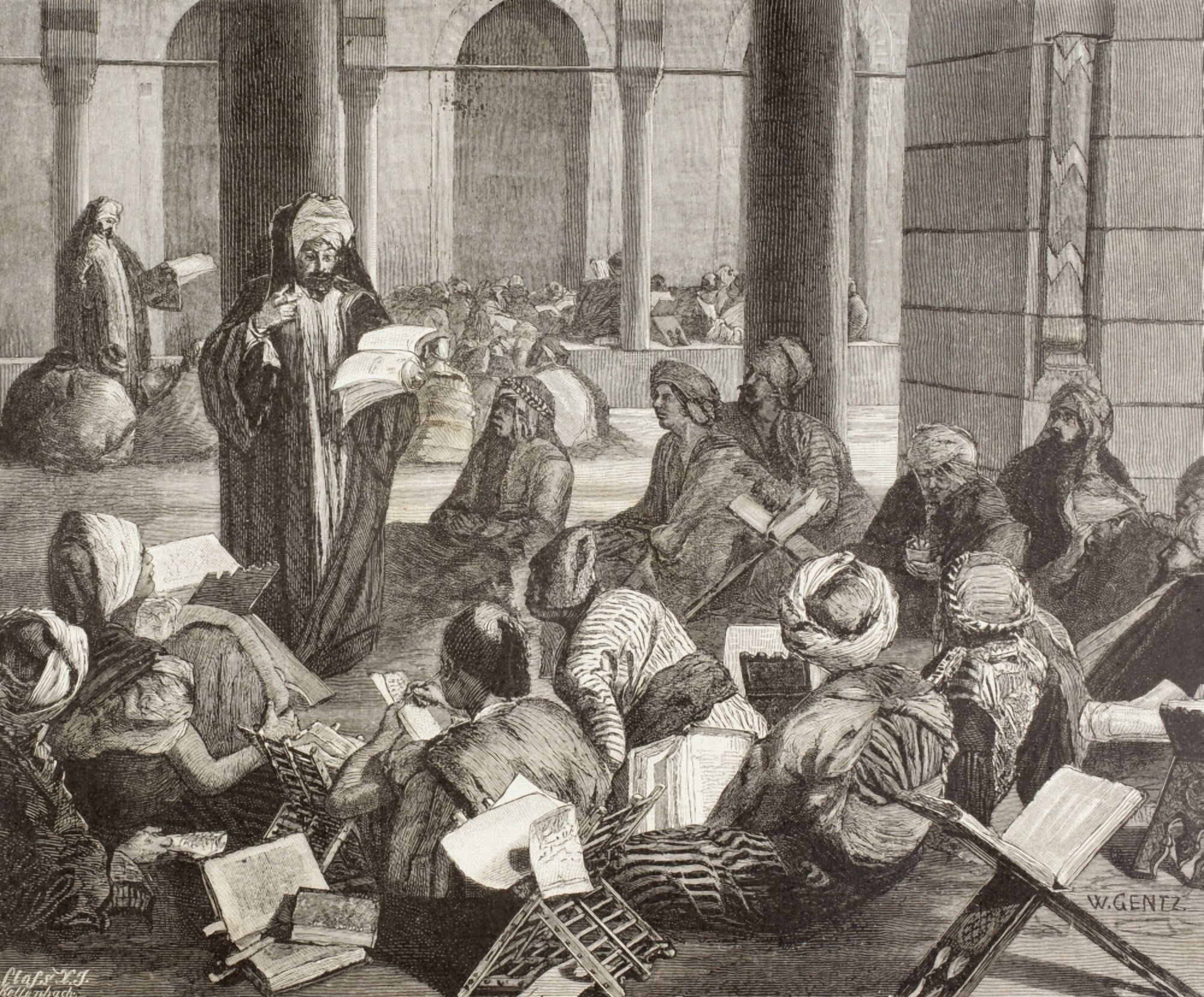 Professor Lecturing At The Al-Azhar University Cairo Egypt In The 19Th Century From El Mundo Ilustrado Published Barcelona 1880 Canvas Art - Ken Welsh Design Pics (32 x 26)