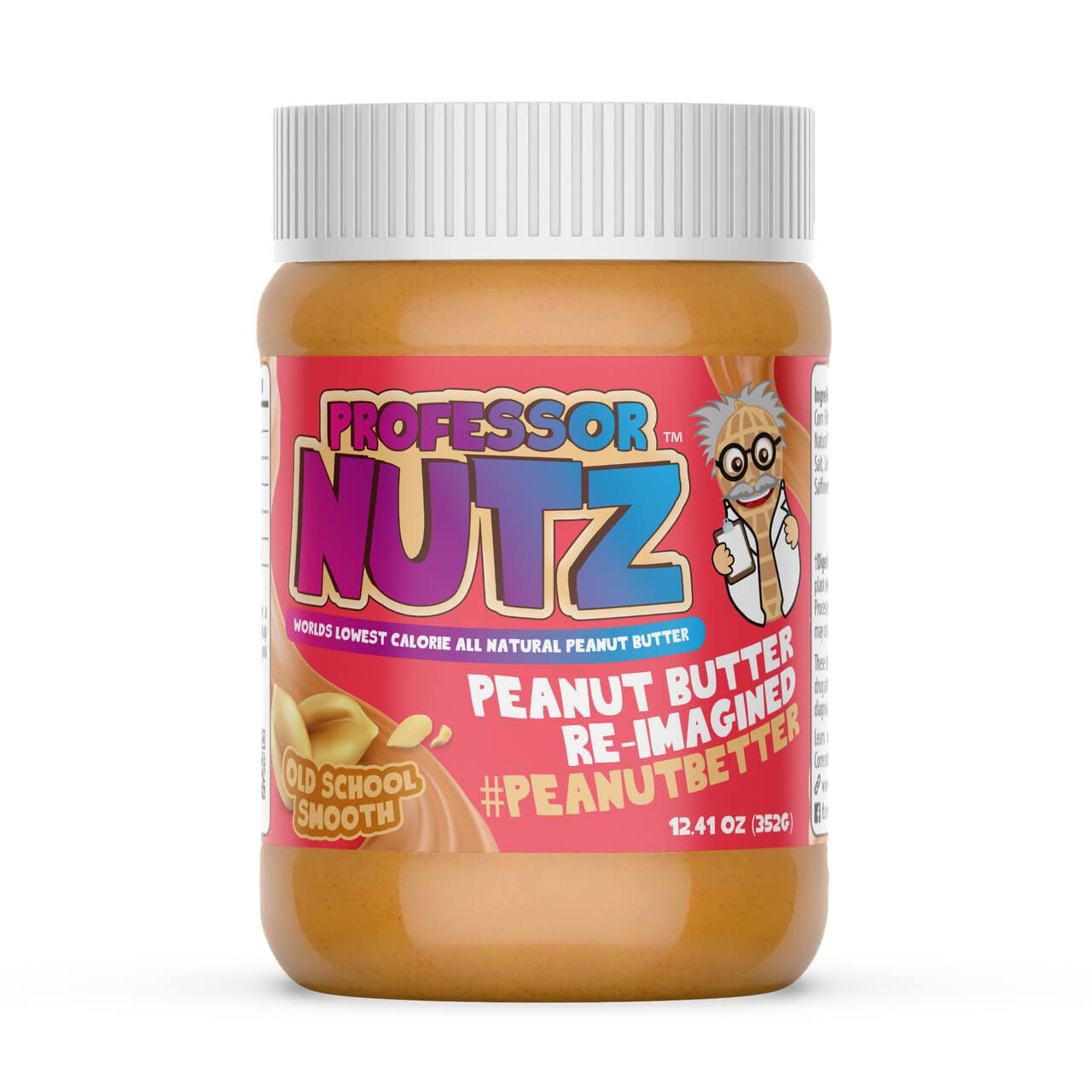 Professor Nutz Organic Peanut Butter- Low Calorie, Nut Butter, Natural Peanut Butter, Natural Fiber, Healthy Peanuts, Great source of Protein, 30 Essential Vitamins & Minerals - 12.41 Oz, Original Original 12.41 Ounce (Pack of 1)