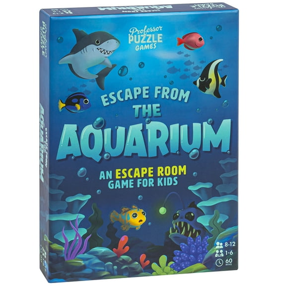 Professor Puzzle: Escape From The Aquarium - Escape Room Game, 11 Logic-Number-Observational Puzzles, Co-Op Underwater Adventure, Kids 8+, 1-6 Players
