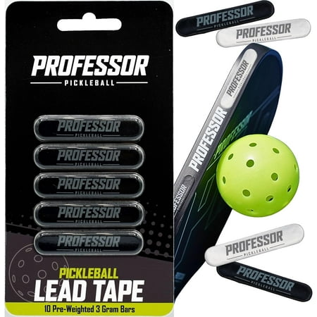 Professor Pickleball Lead Tape for Pickleaball Paddles 10 Pack - 3 Gram Pre-Weighted Bars - Black