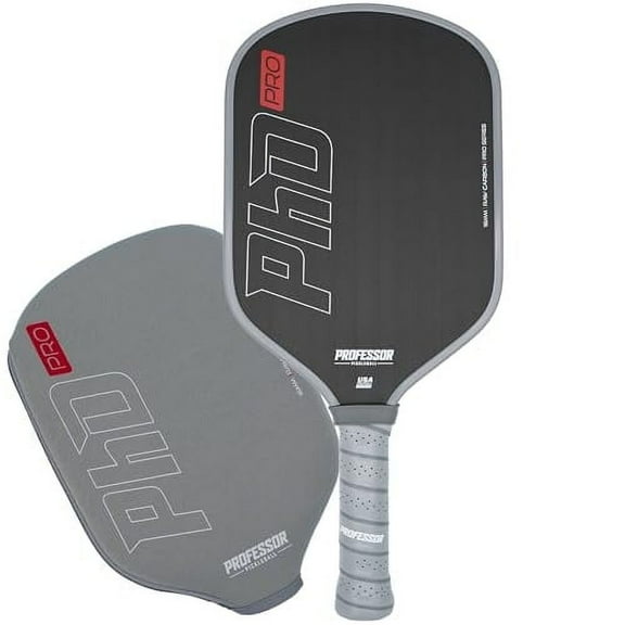 Professor Pickleball PhD PRO Raw Carbon Fiber Pickleball Paddle - Grey Edge