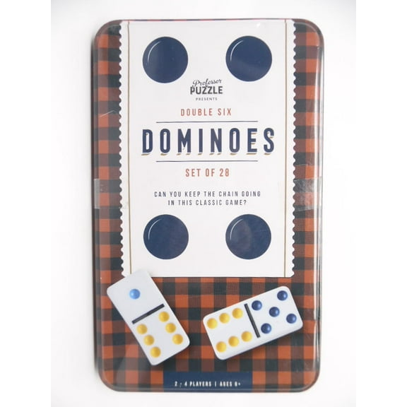Professor Puzzle Double Six Dominoes Game in Domino Tin Box Set of 28, Ages 6+