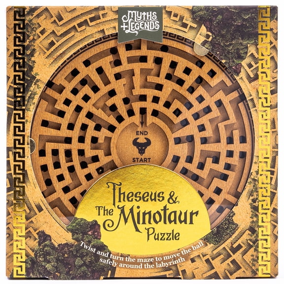 Professor Puzzle: Theseus & The Minotaur Puzzle - 3D Wooden Brainteaser, Twist & Turn The Labyrinth Maze To Move The Ball, Myths & Legends Collection