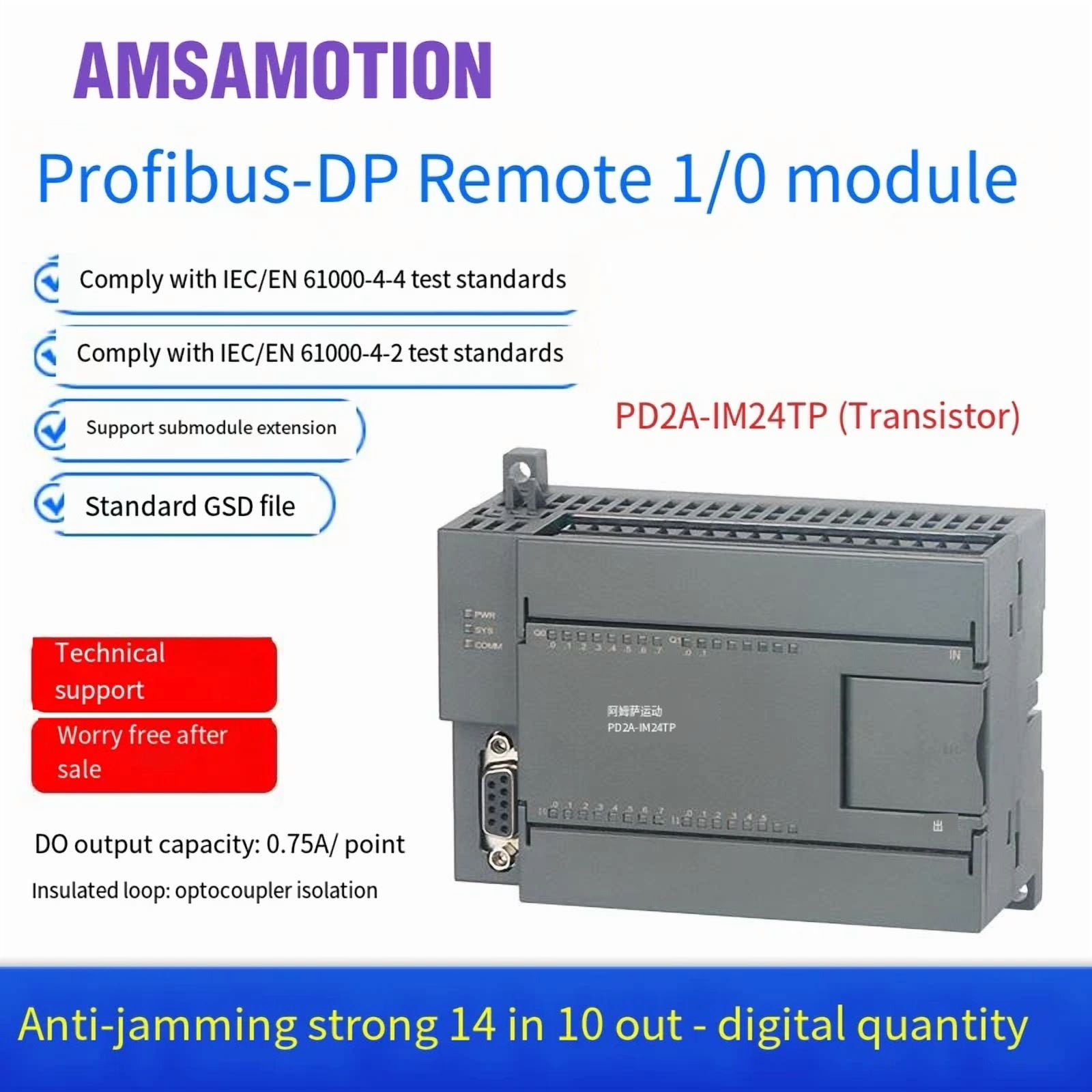Profibus DP Remote IO Module Digital 14I 10O Distributed Communication ...
