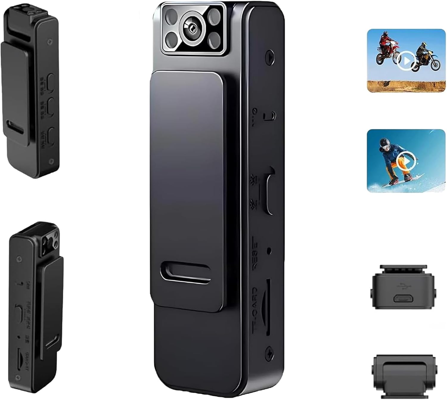 Videocamera Indossabile HD 1080P Con WiFi, Riduzione Del Rumore, Obiettivo Rotante 180° E Batteria 400mAh, Per Registrazioni E Vlog
