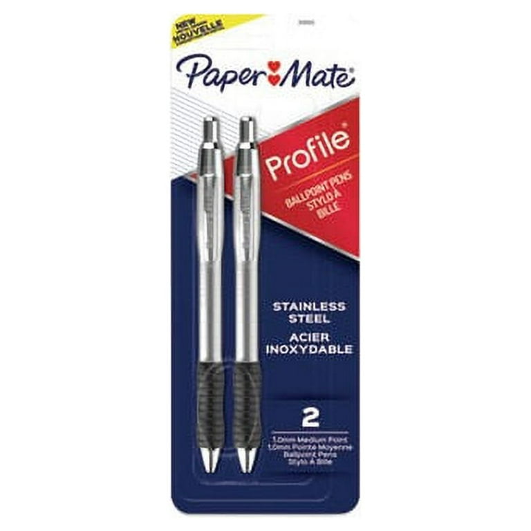 Profile Ballpoint Pen, Retractable, Medium, 1 mm, Black Ink, Black/Silver Barrel, 2/Pack Profile Ballpoint Pen, Retractable, Medium, 1 mm, Black Ink, Black/Silver Barrel, 2/Pack