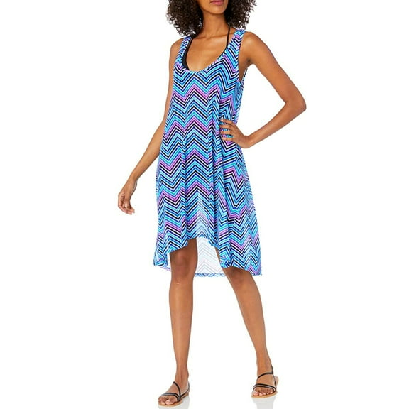 Profile By Gottex Women's Tempo Mesh Sun Dress Swim Cover-up-Blue / S