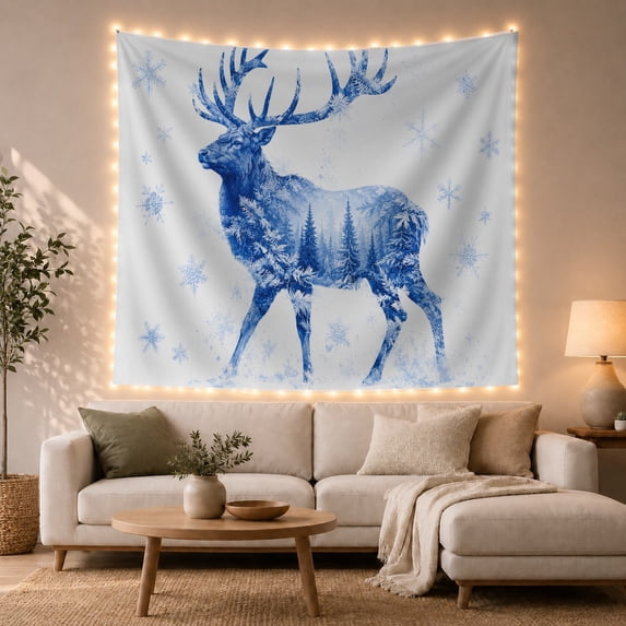Profile Facing Utilizing With Double Exposure Left Interior, Mystical Fantasy for Space Lovers, Galaxy Room Decor, Christmas Gift, Tapestry Wall Hanging for Bedroom and Dorm