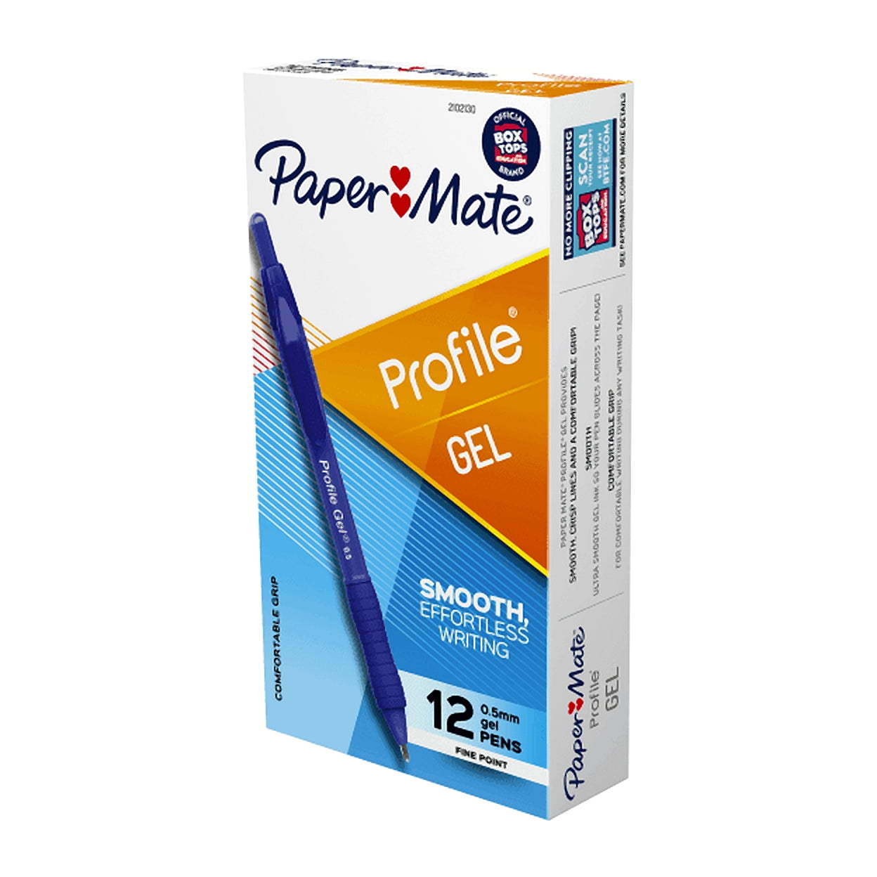 Paper Mate® Profile jel Retractable Pens, Fine Point, 0.5 mm, Blue Barrel, Blue , Pack Of 12 Pens