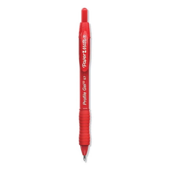 Profile Gel Pen, Retractable, Medium 0.7 Mm, Red Ink, Translucent Red Barrel, Dozen | Bundle of 2 Dozen