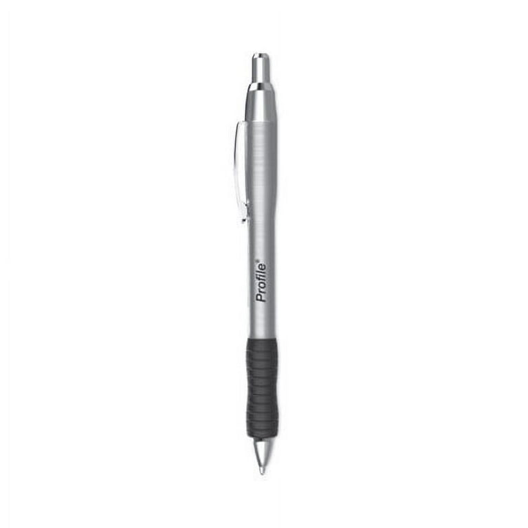 Profile Metal Ballpoint Pen, Retractable, Medium 1 mm, Black Ink, Silver Barrel, Dozen Profile Metal Ballpoint Pen, Retractable, Medium 1 mm, Black Ink, Silver Barrel, Dozen
