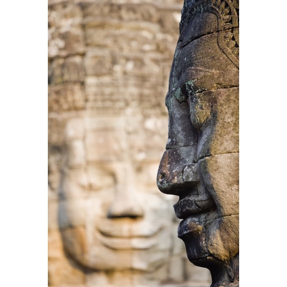 Profile Of Avalokiteshvara Statue From Bayon Temple AngkorSiem ReapCambodia Canvas Art - Toby Adamson Design Pics (12 x 19)