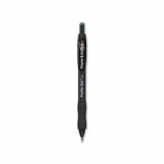 Profile Retractable Gel Pen Fine 0.5 mm, Black Ink, Translucent Black Barrel, Dozen