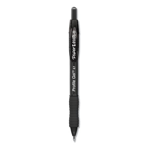 Profile Retractable Gel Pen Medium 0.7 mm, Black Ink, Translucent Black Barrel, Dozen