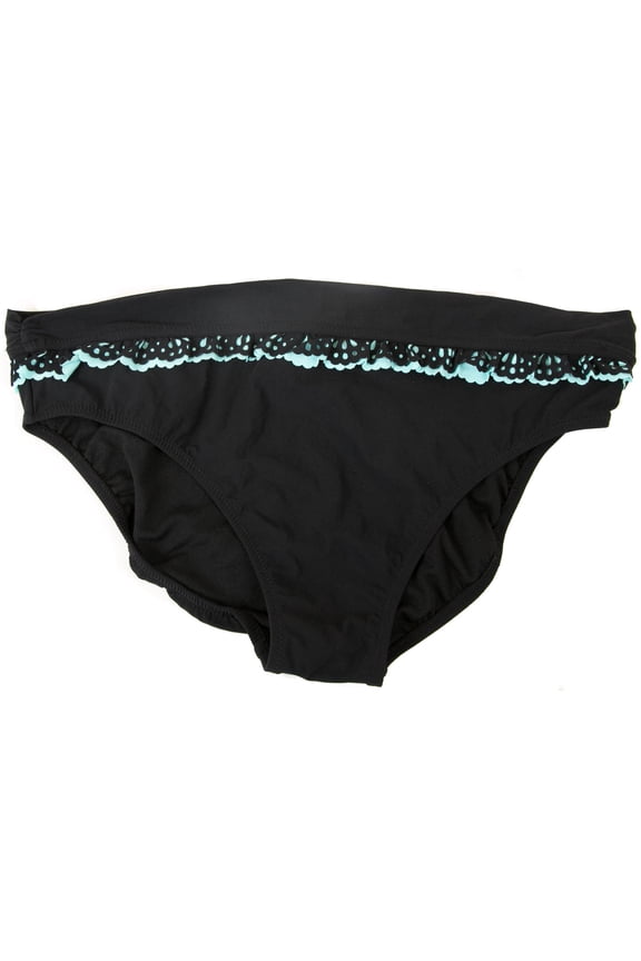 Women's Detailed Waist Bikini Swim Bottom Black Blue