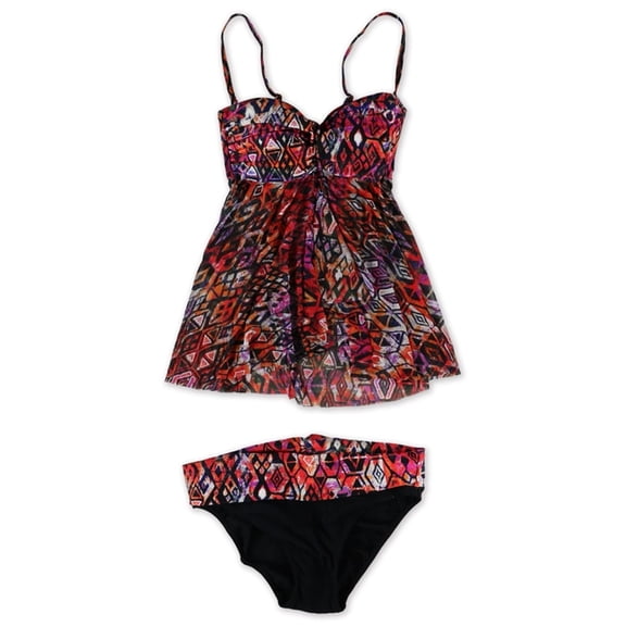 Profile Womens Aztec Flyaway Belted 2 Piece Tankini, Pink, 6