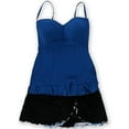 thumbnail image 1 of Profile Womens Full Foam Bust Ruffle Skirt 2 Piece Bandeau, Blue, 8, 1 of 2