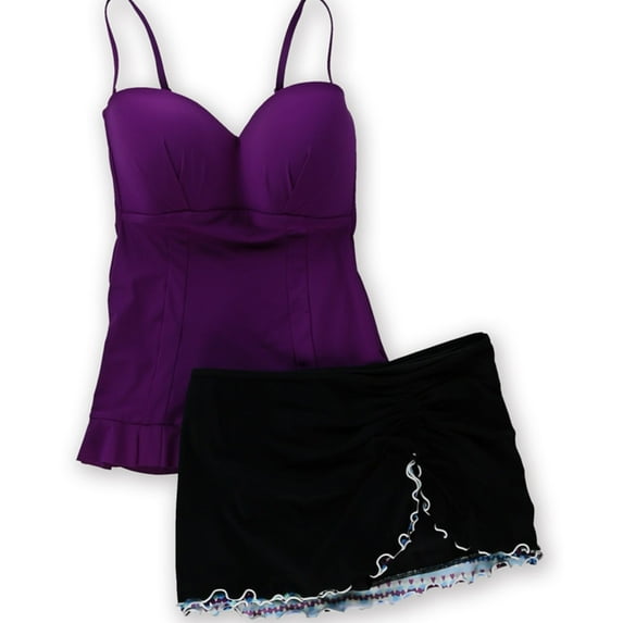 Profile Womens Full Foam Bust Skirted 2 Piece Bikini, Purple, 8