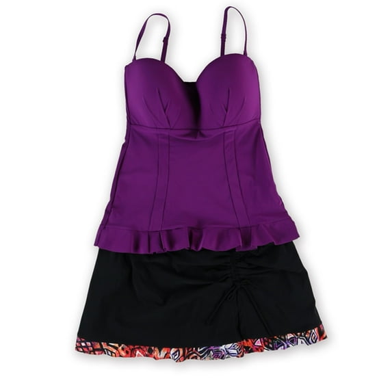 Profile Womens Full Foam Bust Skirtini 2 Piece Bandeau, Purple, 10