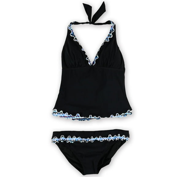 Profile Womens Kaleidoscope Wire Free 2 Piece Tankini, Black, 10