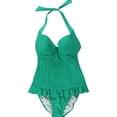 thumbnail image 1 of Profile Womens Peplum Ruffle 2 Piece Tankini, Green, 32D, 1 of 2