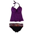 thumbnail image 1 of Profile Womens Printed Aztec Banded 2 Piece Tankini, Purple, 36D, 1 of 2
