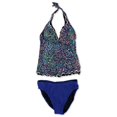 thumbnail image 1 of Profile Womens Printed Ruffle Brief 2 Piece Tankini, Multicoloured, 6, 1 of 2