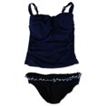 thumbnail image 1 of Profile Womens Ruched U Wire Ruffle Brief 2 Piece Tankini, Blue, 16, 1 of 2