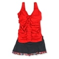 thumbnail image 1 of Profile Womens Ruffle Aztec 2 Piece Tankini, Red, 36D, 1 of 2
