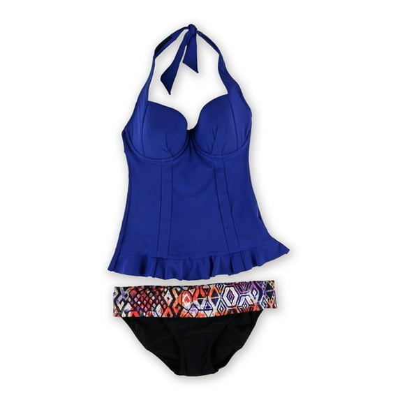 Profile Womens Starlet Aztec 2 Piece Tankini, Blue, 32D