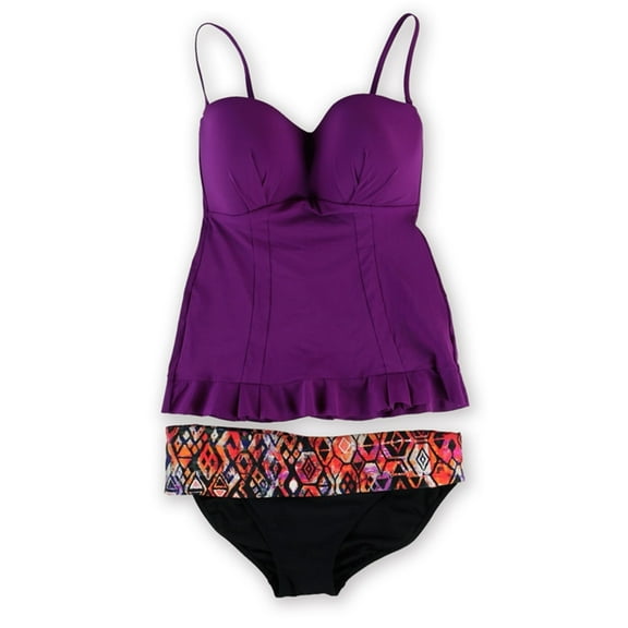 Profile Womens Starlet Aztec 2 Piece Tankini, Purple, 10