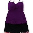 thumbnail image 1 of Profile Womens Starlet Ruffle 2 Piece Tankini, Purple, 12, 1 of 2