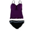 thumbnail image 1 of Profile Womens Starlet Ruffle Brief 2 Piece Tankini, Purple, 14, 1 of 2