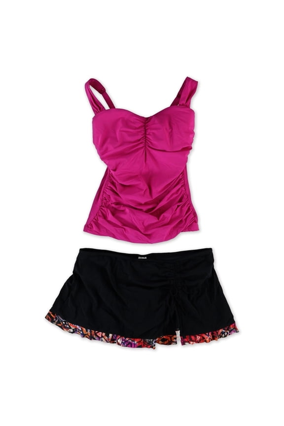 Womens Starlet U-Wire D-Cup Ruffle 2 Piece Bandini, Pink, 34D