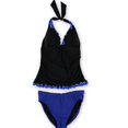 thumbnail image 1 of Profile Womens Tri Color Scallop 2 Piece Tankini, Black, 8, 1 of 2