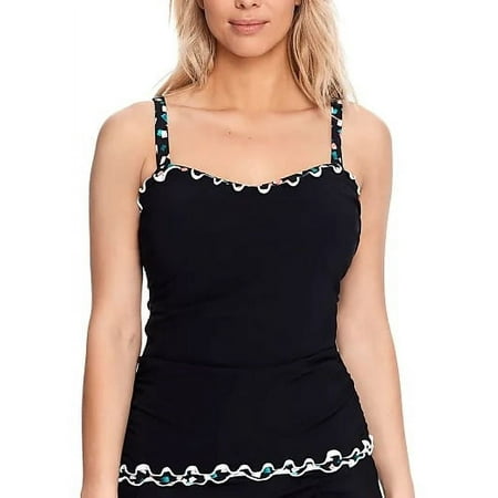 Profile by Gottex BLACK Gin Fizz Underwire Tankini Swim Top, US 32F, UK 32E