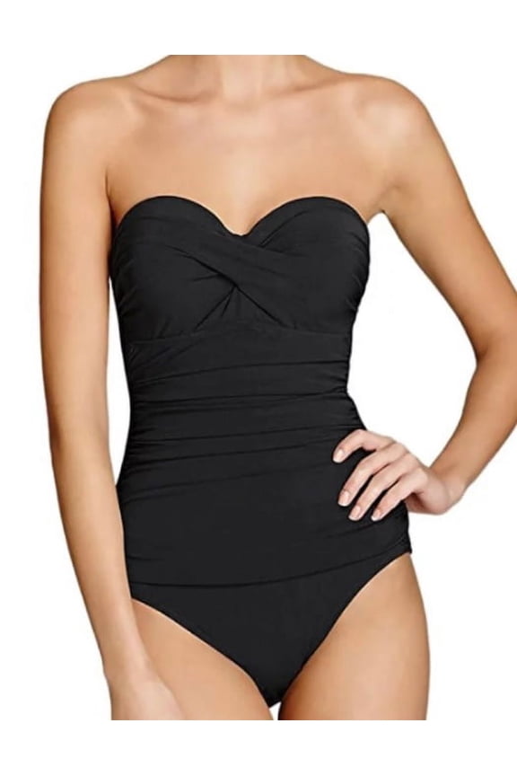 Your Profile Twist Front Bandeau D Cup Underwire One-Piece, size 6