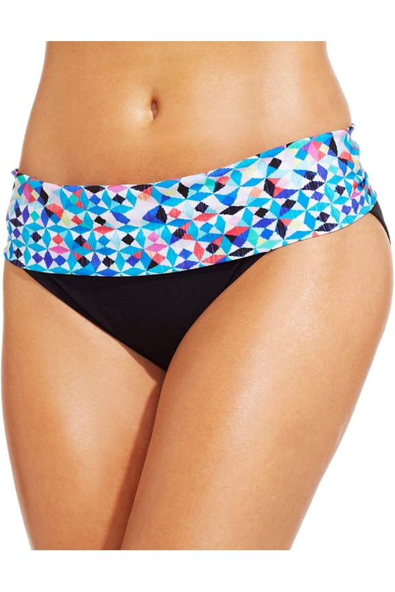 Women's Pin Wheel Banded Hipster Bikini Bottom, Black, 8
